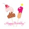 Happy Birthday card. Festive sweet numbers 21. Coctail straws. Funny decorative characters. Vector