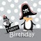 Happy Birthday Card pirate penguin