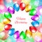 Happy birthday card with place for text. Balloon decoration. Holiday party background colorful balloons. Multicolor balloons