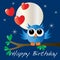 Happy birthday card with a sweet little owl