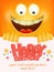 Happy birthday card template with yellow smiley face emoticon background.