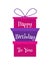 Happy birthday card. Three bright presents with wish. Many colourful gifts with lettering. Template for post card