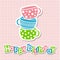 Happy birthday card with three children\'s pot