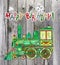 Happy birthday card with watercolor train