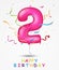 Happy Birthday, celebration greeting card with number and text