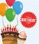 Happy birthday celebration party sweet cake cupcake balloons sticker