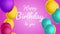 Happy Birthday  With Colorful Flying Balons on Pink Background Sameles Loop