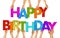 Happy birthday colorful wooden letters