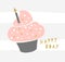 Happy Birthday Cupcake Greeting Card. Trendy cupcake with a candle and geometric sprinkles. Bday hipster poster.