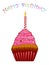 Happy Birthday Cupcake Pink Frosting and Candle