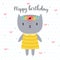 Happy Birthday. Cute greeting card with funny little cat.