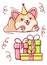 Happy birthday, cute kawaii hand drawn corgi dog and gift doodles, isolated on white background