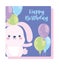 Happy birthday, cute rabbit balloons cartoon celebration decoration card