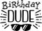 Happy Birthday Dude greeting card. Handdrawn illustration. Good for advertising, poster, announcement, invitation, party