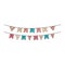 Happy birthday flags. Bday party doodles. Vector hand drawn kid hanging banner. Scribble outline illustration of festive