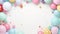 Happy birthday ! A free space for text, birth day celebrations event. Pastel background. Colorful balloons. Generatiive AI