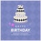 Happy birthday with Funky cake and Greetings text on soft purple Diamond background vector design
