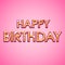 Happy birthday glitter text on pink background