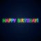 Happy birthday glowing neon cute text. Birthday celebration comic inscription symbol in neon style