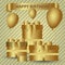 Happy birthday gold theme with gifts and balloons eps10