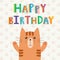 Happy Birthday greeting card with a cute cat and funny text