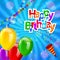 Happy Birthday greeting card with exploding confetti popper