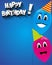 Happy birthday greeting card with funny balloons