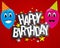 Happy birthday greeting card with funny balloons