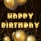 Happy birthday greeting card with golden balloons