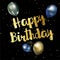 Happy birthday greeting card with golden stylish lettering