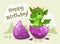 Happy Birthday greeting card template. Little cute cartoon green dragon.