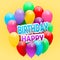 Happy Birthday greeting design with colorful balloons. Vintage trendy background