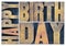 Happy birthday greetings card in wood type
