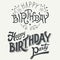 Happy birthday hand drawn typographic design set