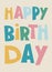Happy Birthday hand-lettered greeting phrase on light-colored background