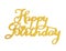 Happy birthday hand lettering with golden glitter effect, isolated on white background