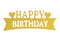 Happy birthday hand lettering with golden glitter effect, isolated on white background