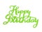 Happy birthday hand lettering with green glitter effect, isolated on white background