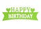 Happy birthday hand lettering with green glitter effect, isolated on white background