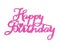 Happy birthday hand lettering with pink glitter effect, isolated on white background