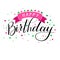 Happy Birthday hand written pink green lettering