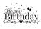 Happy Birthday, Heart, Balloon, Branch with Hearts Illustration. Wording Design