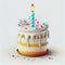 Happy Birthday Illustrated Cake with Candles. Generative AI