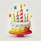 Happy Birthday Illustrated Cake with Candles. Generative AI