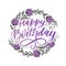 Happy Birthday lettering calligraphy brush gradient sticker vector