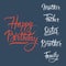 Happy Birthday lettering sign on dark blue background.