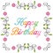 Happy Birthday Modern Colourful Typography With Floral Frame Template.