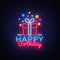 Happy Birthday neon sign vector. Happy Birthday Design template neon sign, Congratulation, celebration light banner