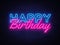 Happy Birthday neon sign vector. Happy Birthday Design template neon sign, light banner, neon signboard, nightly bright