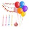 Happy birthday party accessories. Vector illustration.
